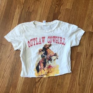 Outlaw cowgirl crop top T-shirt
